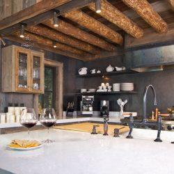Luxurious Rustic Fully Equipped Log Cabin Kitchen.
